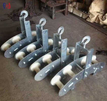 Four Sheaves Combined Fiber Optic Stringing Blocks Rope Pulley Block OPGW Quadrant Block