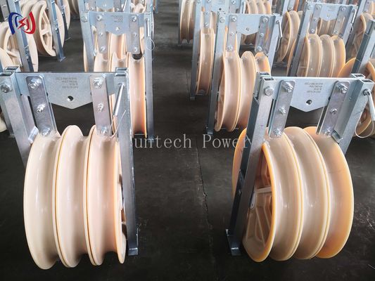 Aluminium Sheave Large Diameter Rope Pulley 60KN Fiber Optic Stringing Blocks