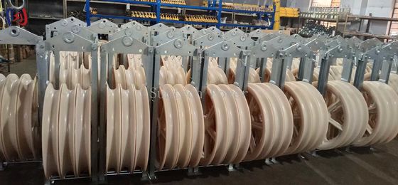 60KN Aluminum Nylon Sheaves Pulleys Three Sheave Transmission Stringing Blocks