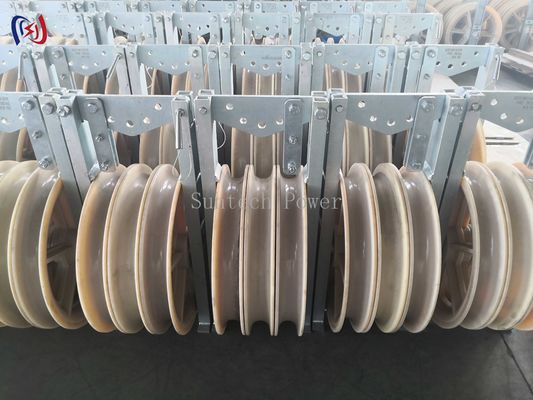60KN Aluminum Nylon Sheaves Pulleys Three Sheave Transmission Stringing Blocks