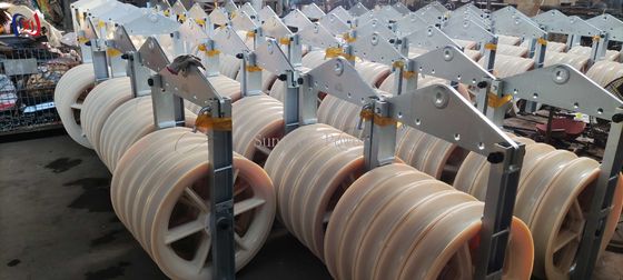 60KN Aluminum Nylon Sheaves Pulleys Three Sheave Transmission Stringing Blocks