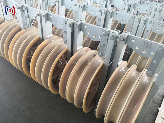 60KN Aluminum Nylon Sheaves Pulleys Three Sheave Transmission Stringing Blocks