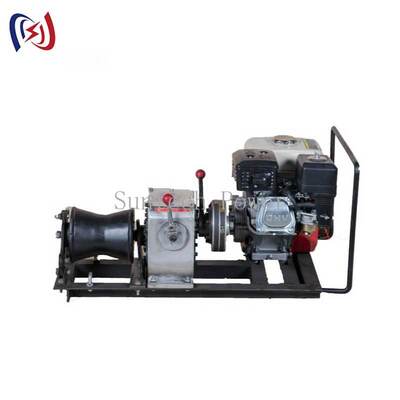 Cable Pulling Winch with 3-5T Tractive Force, 6.5-16 RPM, and Gasoline Power with Diesel Option