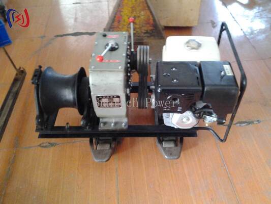 Cable Pulling Winch with 3-5T Tractive Force, 6.5-16 RPM, and Gasoline Power with Diesel Option