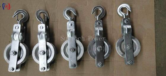 Single Sheave Stringing Block with Nylon Sheave and Galvanized Steel Frame for Compact Transmission Line Construction