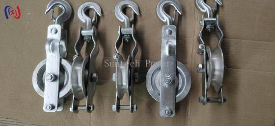 Single Sheave Stringing Block with Nylon Sheave and Galvanized Steel Frame for Compact Transmission Line Construction