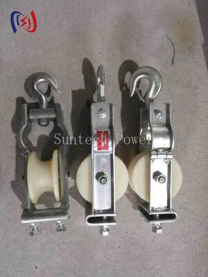 Dual Use Stringing Block with Nylon Sheave for Dual Installation Modes and Steel Frame Construction