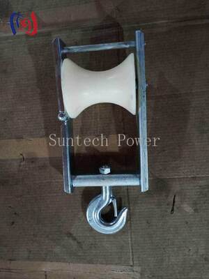 Aerial Cable Stringing Block with Nylon Sheave Hook Suspension and Steel Frame for Overhead Line Construction