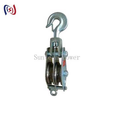 Double Sheave Steel Pulley Block with Hook and Eye Connection for Industrial Hoisting