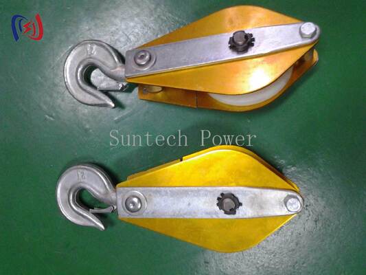 Nylon Sheave Hoisting Tackle with Steel Side Plate Frame and Hook Suspension for Power Construction