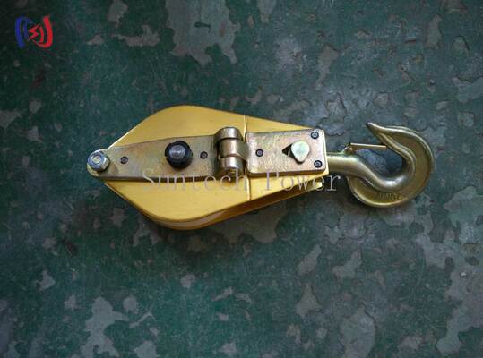 Nylon Sheave Hoisting Tackle with Steel Side Plate Frame and Hook Suspension for Power Construction