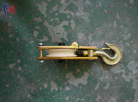 Nylon Sheave Hoisting Tackle with Steel Side Plate Frame and Hook Suspension for Power Construction