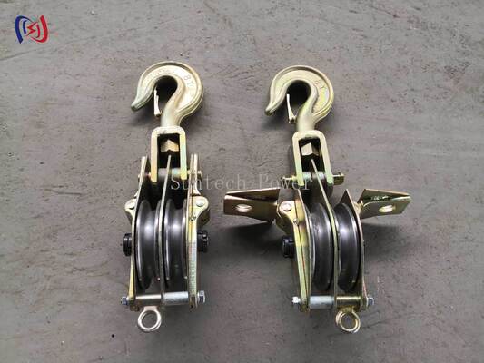 Double Sheave Hoisting Tackle with Galvanized Steel Construction and Hook or Shackle Suspension Options