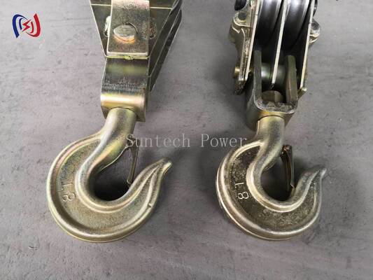 Double Sheave Hoisting Tackle with Galvanized Steel Construction and Hook or Shackle Suspension Options