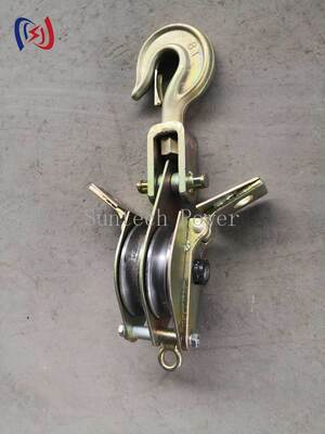 Double Sheave Hoisting Tackle with Galvanized Steel Construction and Hook or Shackle Suspension Options