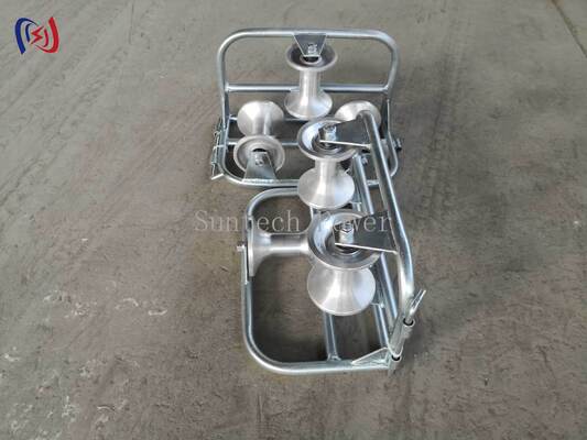 Corner Ground Roller with Galvanized Steel Frame and High-Strength Nylon Rollers for Smooth Cable Transition