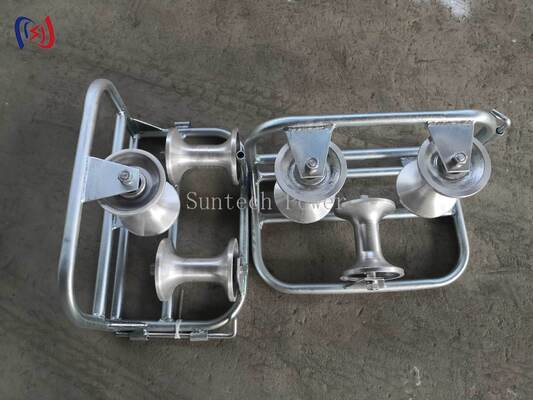 Corner Ground Roller with Galvanized Steel Frame and High-Strength Nylon Rollers for Smooth Cable Transition