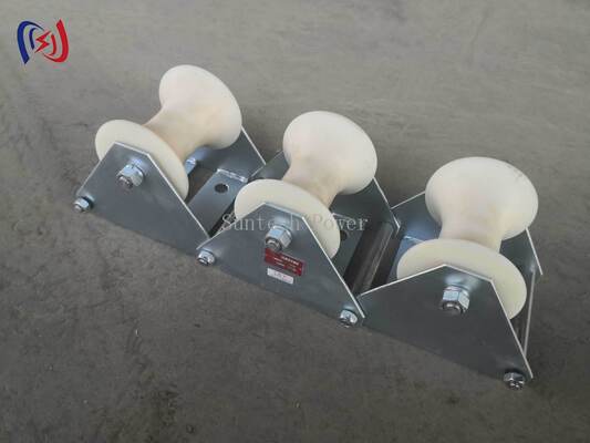 Heavy Duty Cable Pithead Roller with Nylon Rollers and Galvanized Steel Frame for Underground Cable Installation
