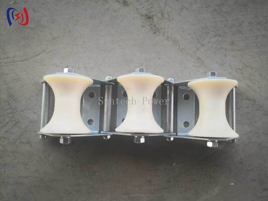Heavy Duty Cable Pithead Roller with Nylon Rollers and Galvanized Steel Frame for Underground Cable Installation