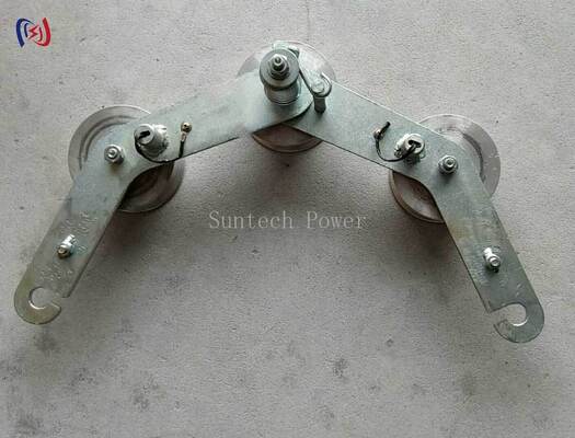 Galvanized Steel Hook Type Grounding Block with Triple Roller for Transmission Line Stringing