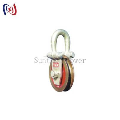 Single Sheave Stringing Block with Galvanized Steel Frame Precision-Machined Sheave and Heavy-Duty Shackle Connection
