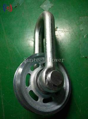 Single Sheave Stringing Block with Galvanized Steel Frame Precision-Machined Sheave and Heavy-Duty Shackle Connection