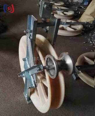 Grounding Roller Stringing Block with Integrated Grounding Protection Multi-Roller Cable Guidance and Durable Steel Frame Construction