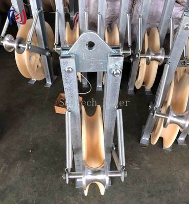 Grounding Roller Stringing Block with Integrated Grounding Protection Multi-Roller Cable Guidance and Durable Steel Frame Construction