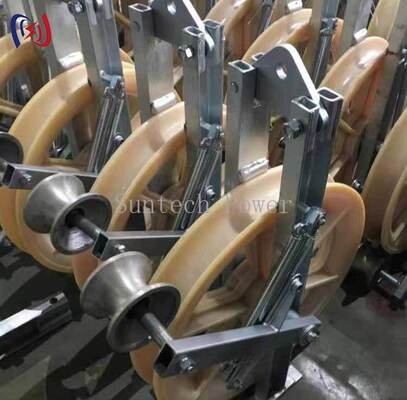 Grounding Roller Stringing Block with Integrated Grounding Protection Multi-Roller Cable Guidance and Durable Steel Frame Construction